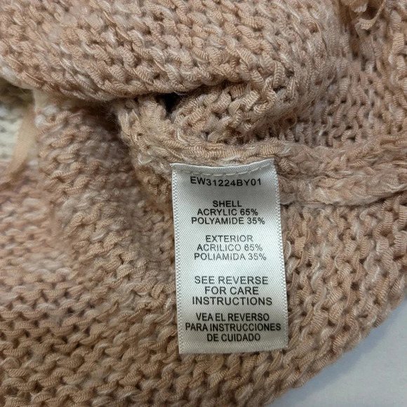 Altar'd State women's striped fringe knit sweater, tan pink navy cream size M - Picture 9 of 10